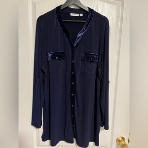 Susan Graver Deep Navy Button Down Shirt